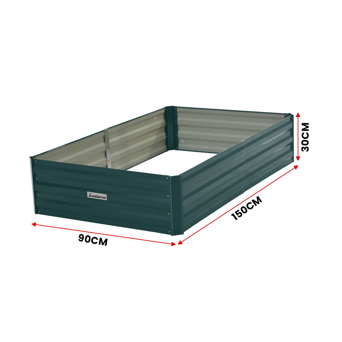 Wallaroo Garden Bed | 150 x 90 x 30cm | Galvanized Steel | Green