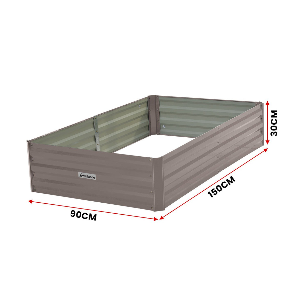 Wallaroo Garden Bed | 150 x 90 x 30cm | Galvanized Steel | Grey