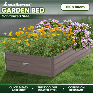 Wallaroo Garden Bed | 150 x 90 x 30cm | Galvanized Steel | Grey