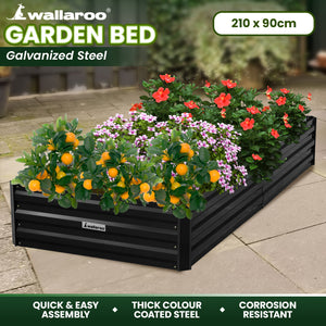 Wallaroo Garden Bed | 210 x 90 x 30cm | Galvanized Steel | Black