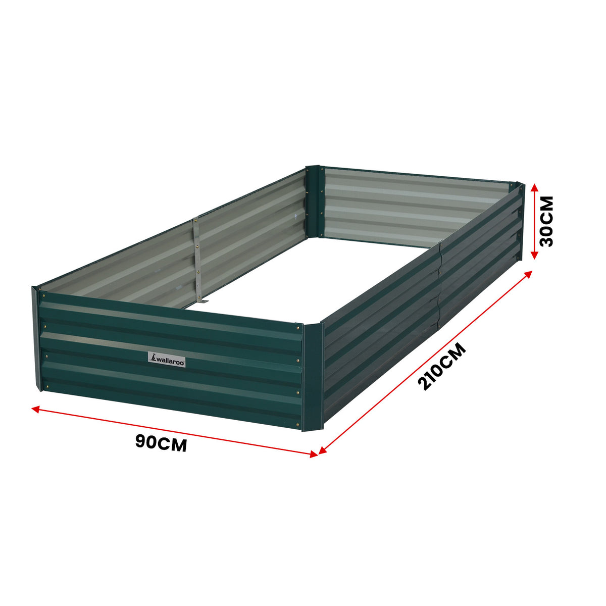 Wallaroo Garden Bed | 210 x 90 x 30cm | Galvanized Steel | Green