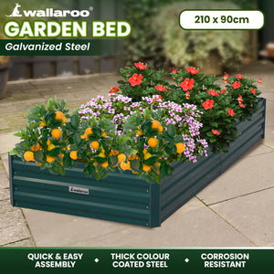 Wallaroo Garden Bed | 210 x 90 x 30cm | Galvanized Steel | Green