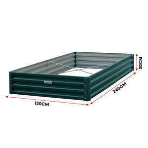 Galvanized Steel Garden Bed | 240 x 120 x 30cm | Green