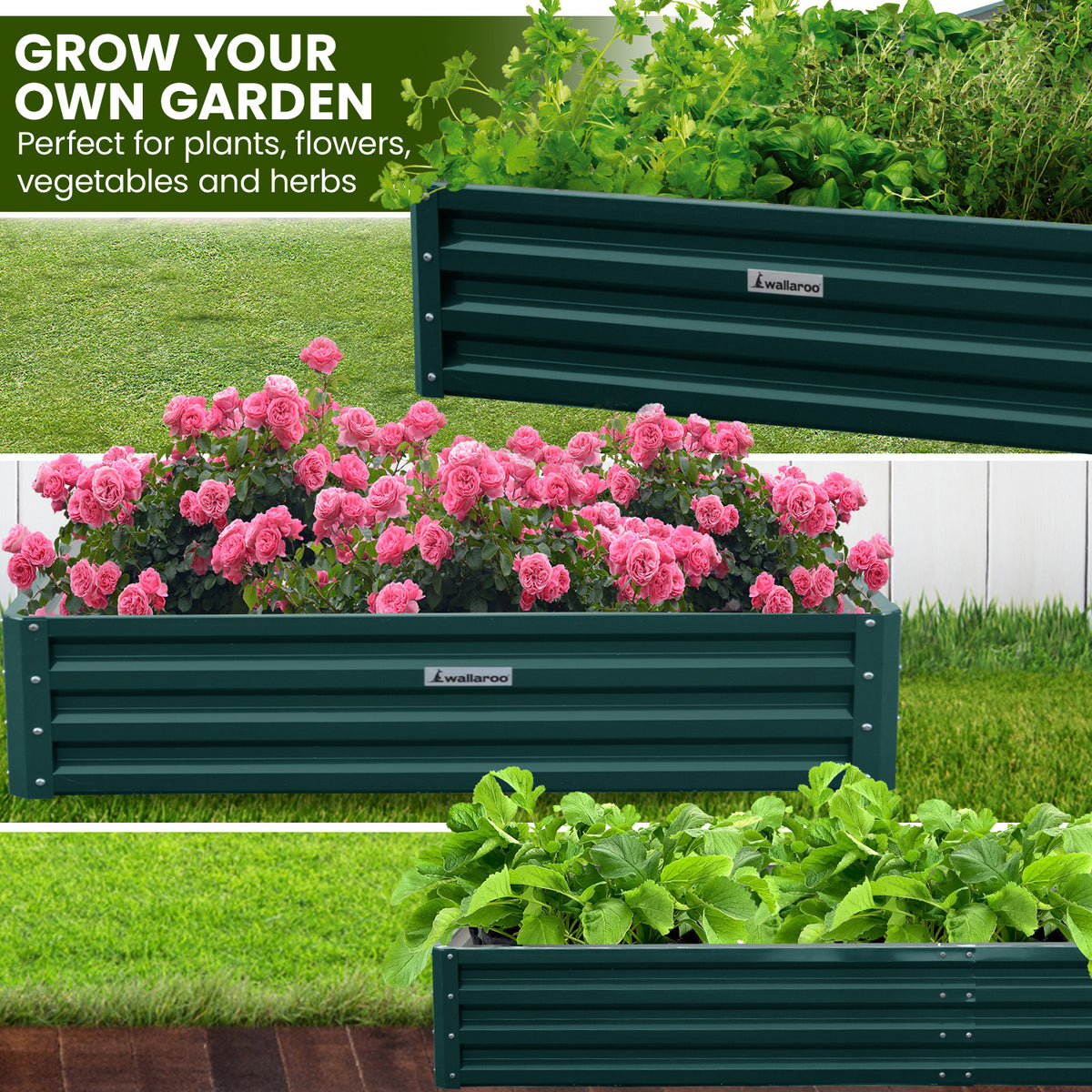 Galvanized Steel Garden Bed | 240 x 120 x 30cm | Green