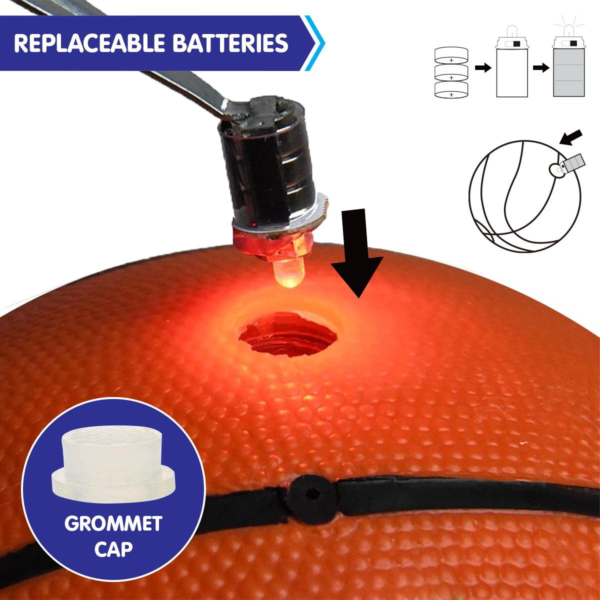 Basketball L.e.d Glow Light Up Trampoline Ball by Kahuna