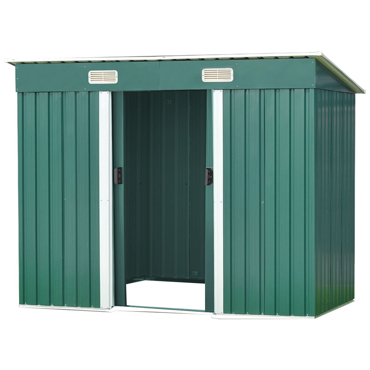 Wallaroo Garden Shed | Dimensions: 4ft x 8ft | Flat Roof | Outdoor Storage | Color: Green