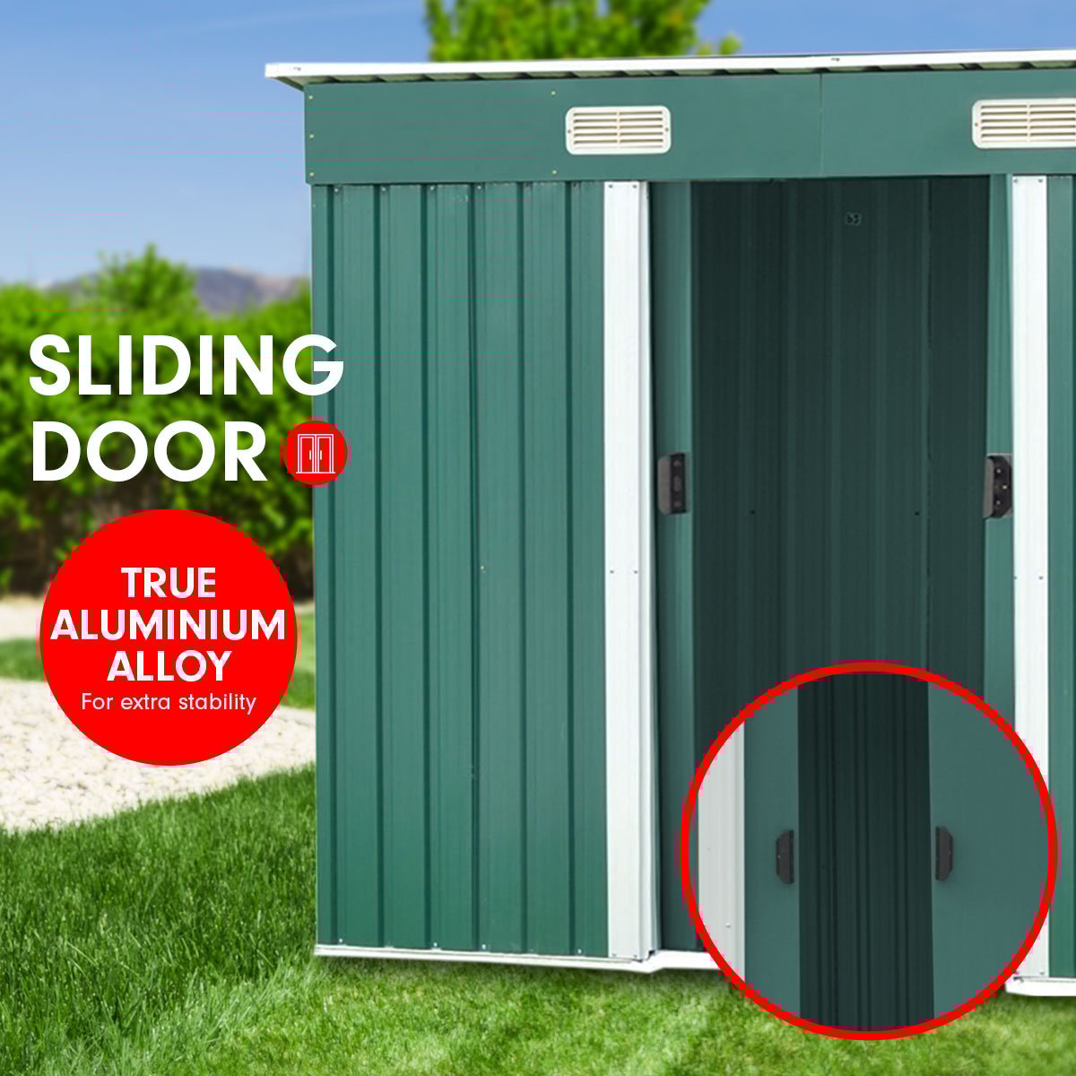 Wallaroo Garden Shed | Dimensions: 4ft x 8ft | Flat Roof | Outdoor Storage | Color: Green