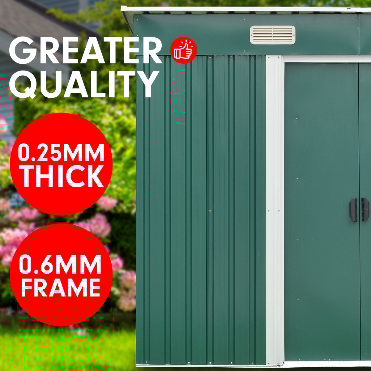 Wallaroo Garden Shed | Dimensions: 4ft x 8ft | Flat Roof | Outdoor Storage | Color: Green
