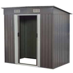 4ft x 8ft Garden Shed with Base | Flat Roof | Outdoor Storage | Grey