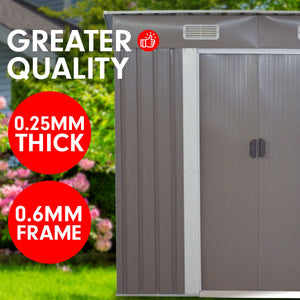 4ft x 8ft Garden Shed with Base | Flat Roof | Outdoor Storage | Grey