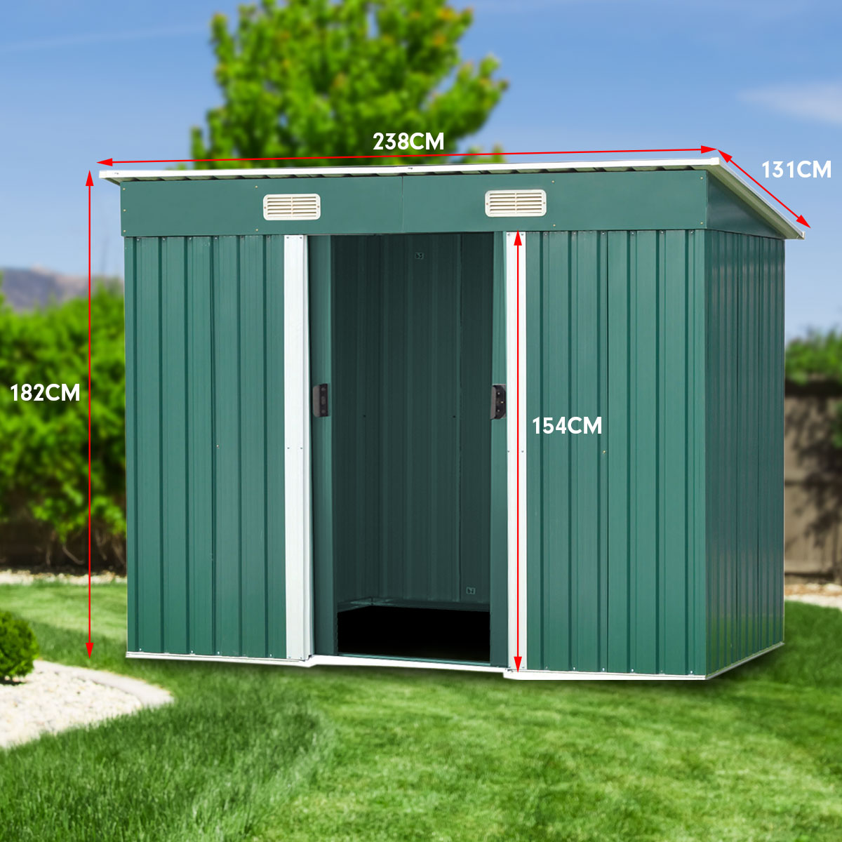 Wallaroo Garden Shed | Dimensions: 4ft x 8ft | Flat Roof | Outdoor Storage | Color: Grey