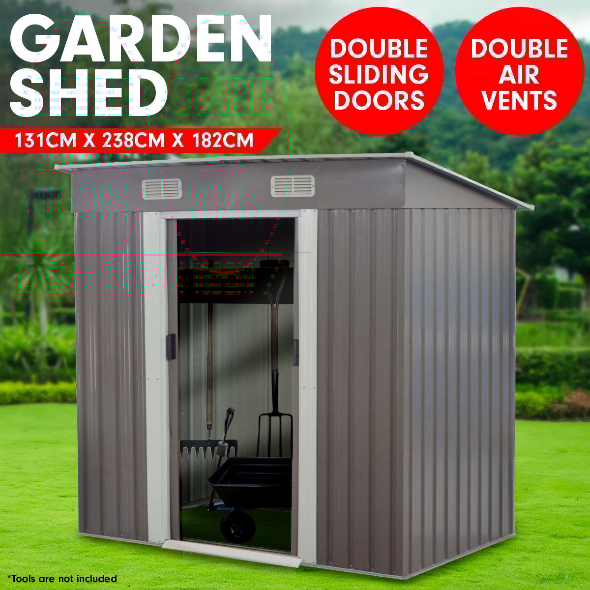 Wallaroo Garden Shed | Dimensions: 4ft x 8ft | Flat Roof | Outdoor Storage | Color: Grey