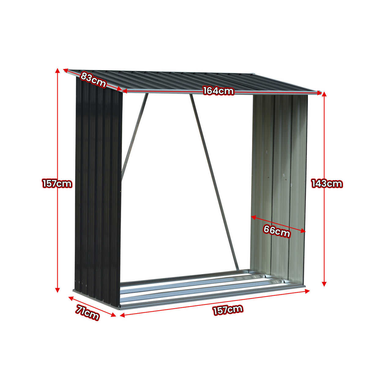 Wallaroo Wood Storage Shed | Galvanized Steel | Black