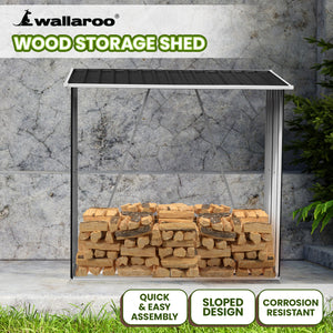 Wallaroo Wood Storage Shed | Galvanized Steel | Black