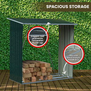 Wallaroo Wood Storage Shed | Galvanized Steel | Green