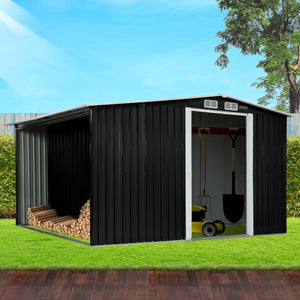 Wallaroo Garden Shed with Semi-Closed Storage 8*8FT - Black