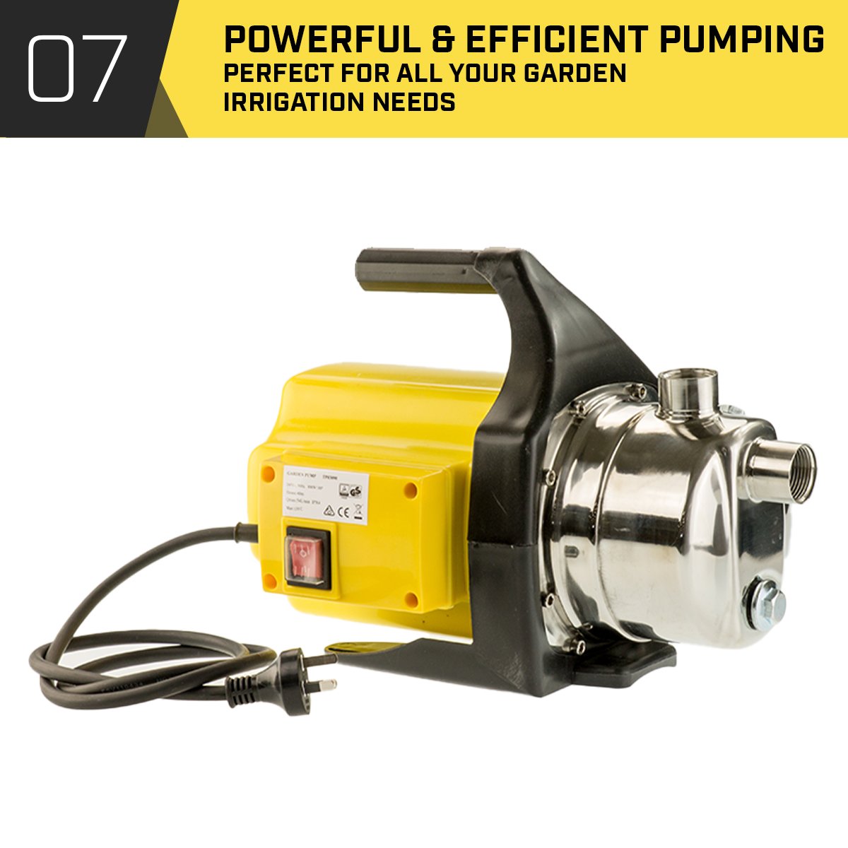 HydroActive 800w Weatherised Water Pump | Without Controller | Yellow