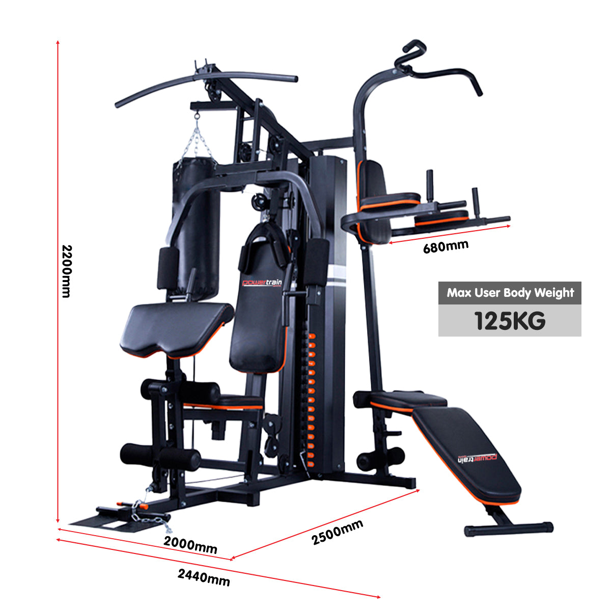 Powertrain Multi Station Home Gym | 158lb Weights Punching Bag