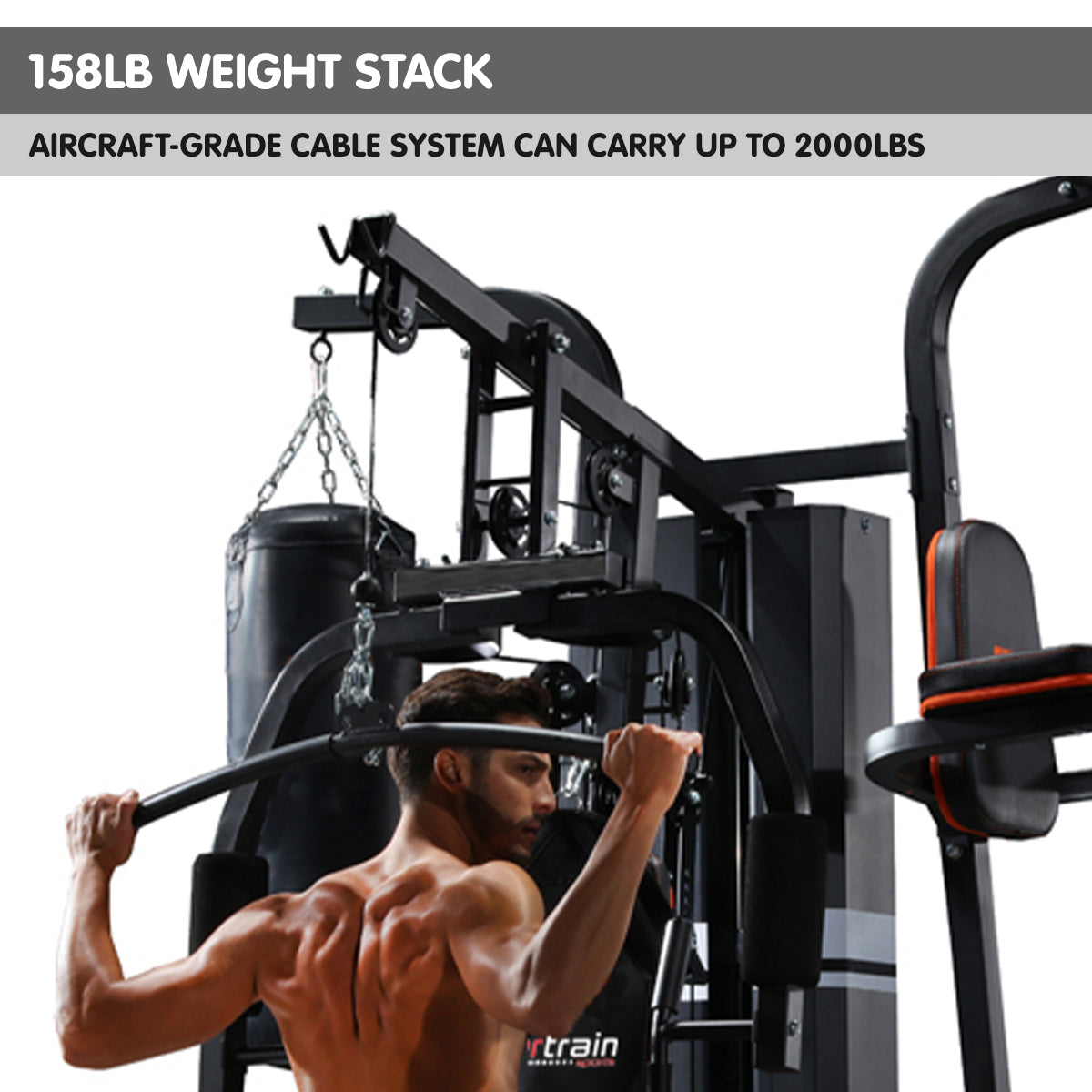 Powertrain Multi Station Home Gym | 158lb Weights Punching Bag