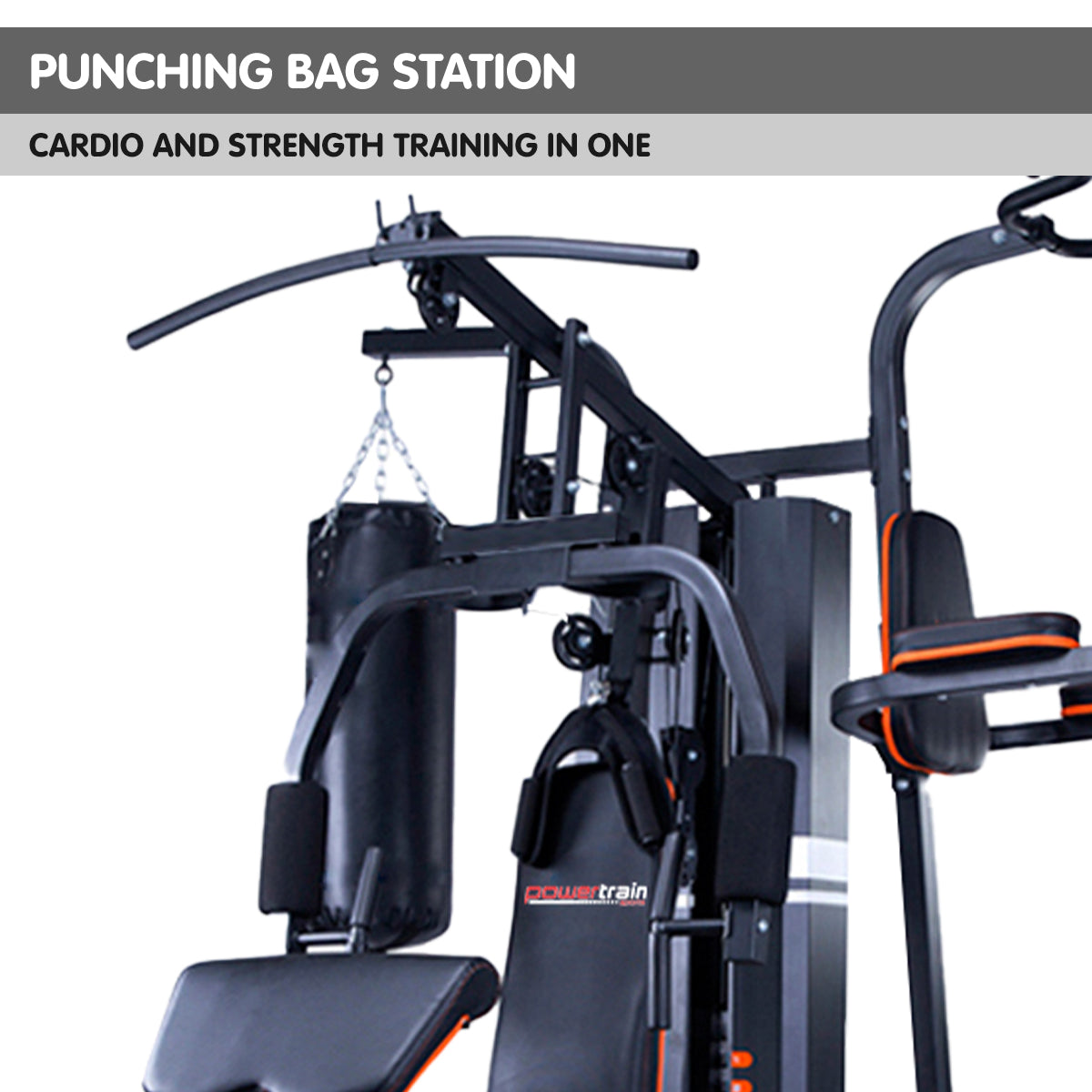 Powertrain Multi Station Home Gym | 158lb Weights Punching Bag