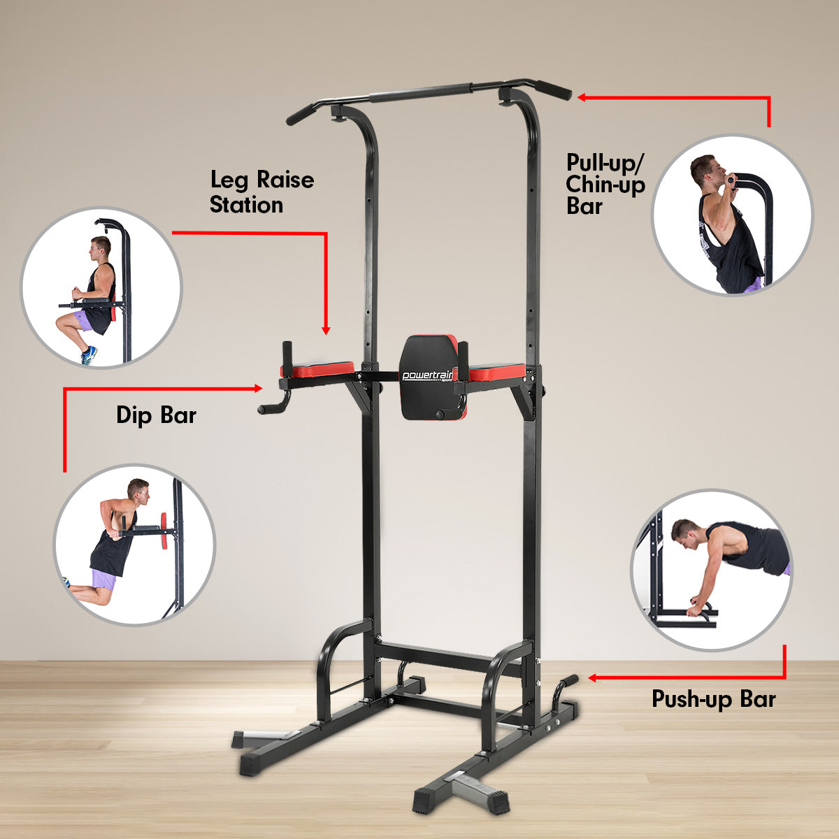 Multi Station for Chin Ups, Pull Ups, and Dips