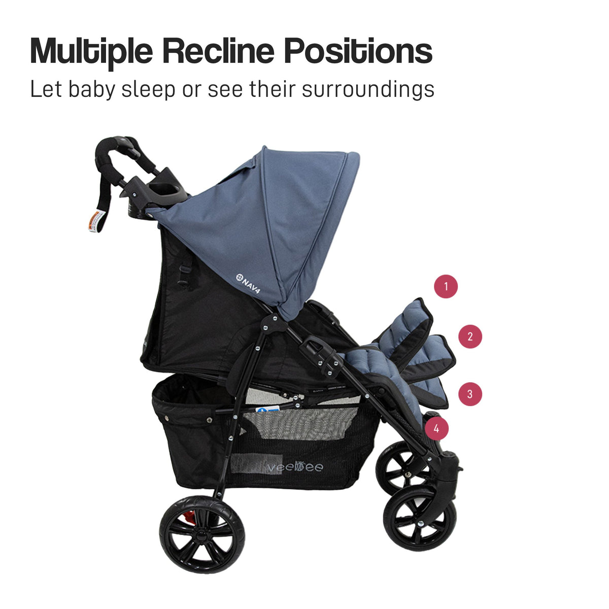 Lightweight Pram For Newborns To Toddlers - Glacie | Veebee Nav 4 Stroller