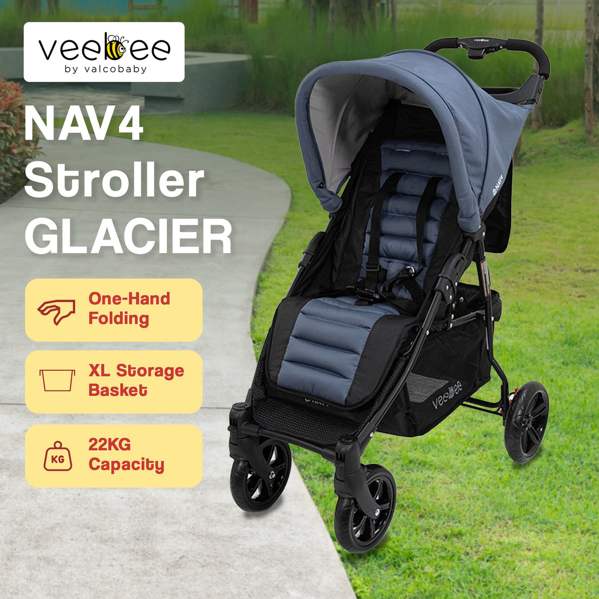 Lightweight Pram For Newborns To Toddlers - Glacie | Veebee Nav 4 Stroller