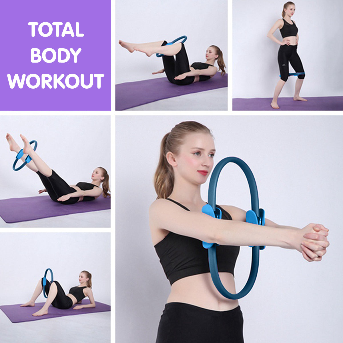 Pilates Ring Band Yoga Home Workout Exercise Band | Blue