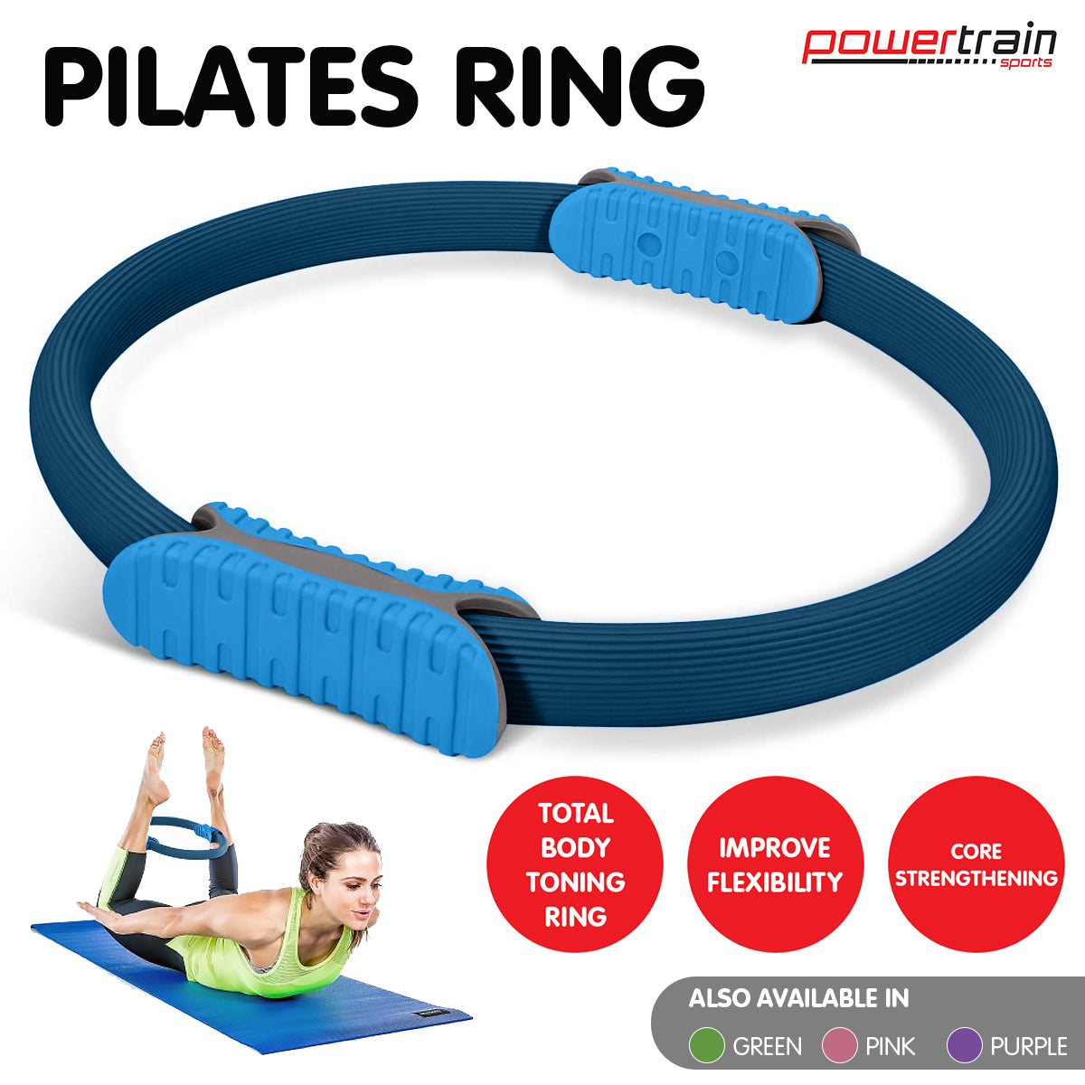 Pilates Ring Band Yoga Home Workout Exercise Band | Blue