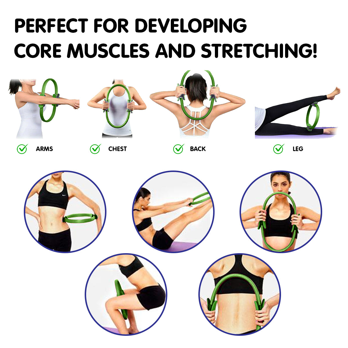 Pilates Ring Band Yoga Home Workout Exercise Band | Green