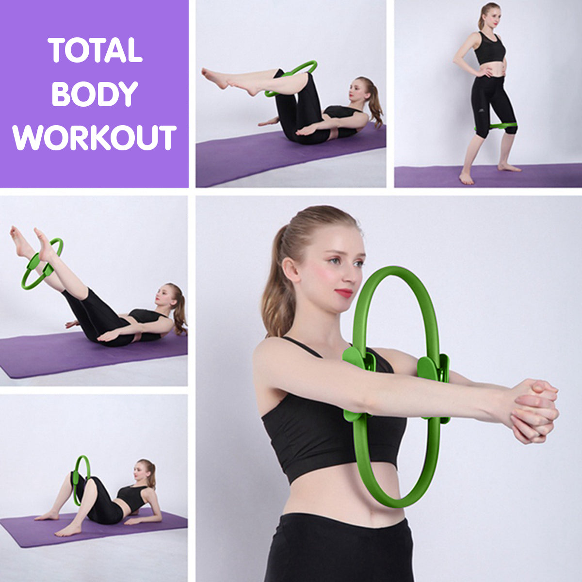 Pilates Ring Band Yoga Home Workout Exercise Band | Green