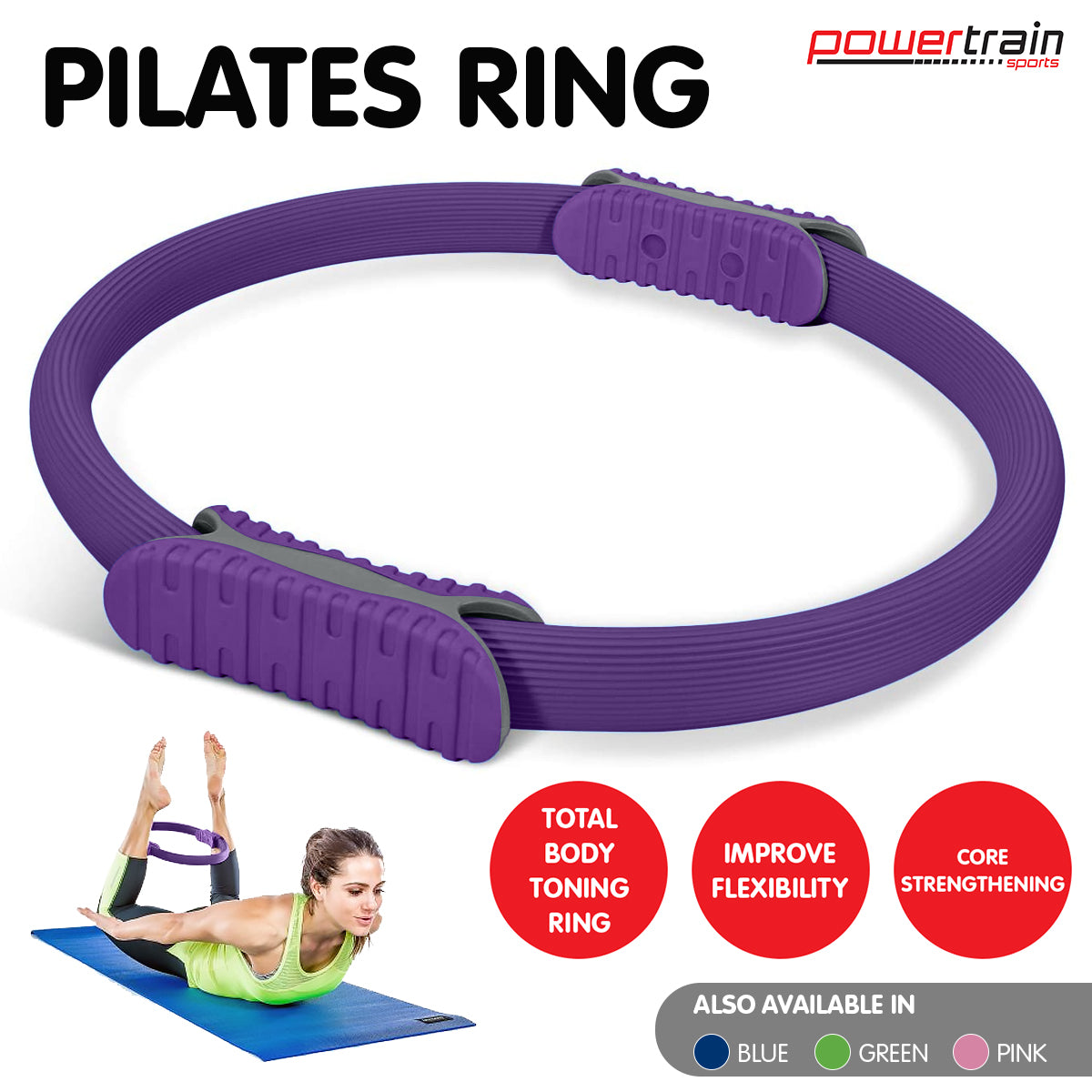 Pilates Ring Band Yoga Home Workout Exercise Band | Purple
