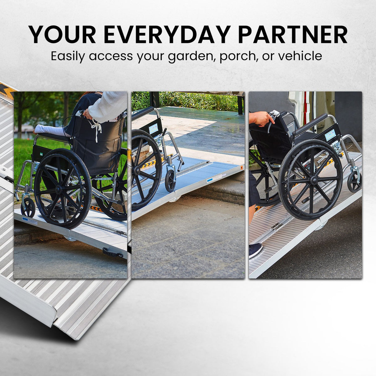Aluminium Portable Non-slip Wheelchair Ramp - 6ft | Silver | Rigg