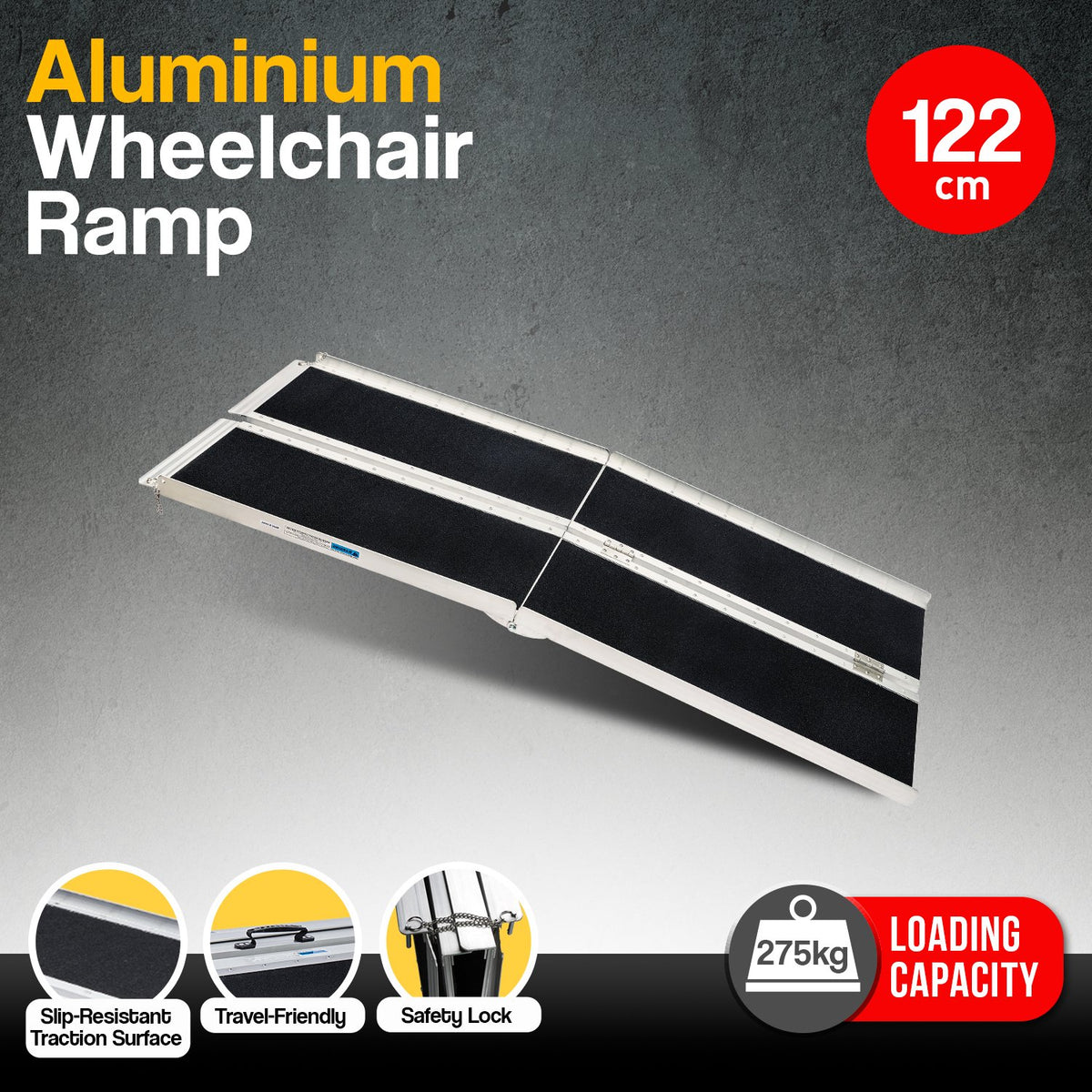 High-grip Aluminium Portable Wheelchair Ramp - 4ft | Rigg