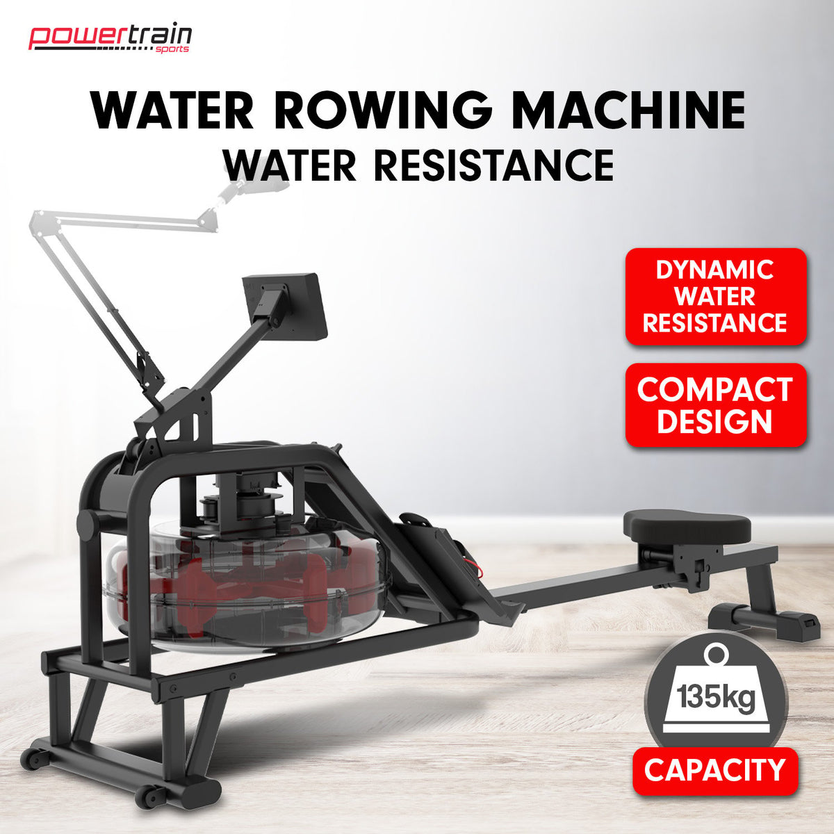 13L Water Resistance Rowing Machine Rower by Powertrain