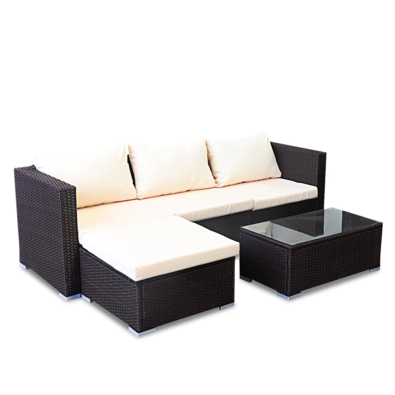 Sarantino 5pc Modular Outdoor Lounge Set - PE Rattan in Brown