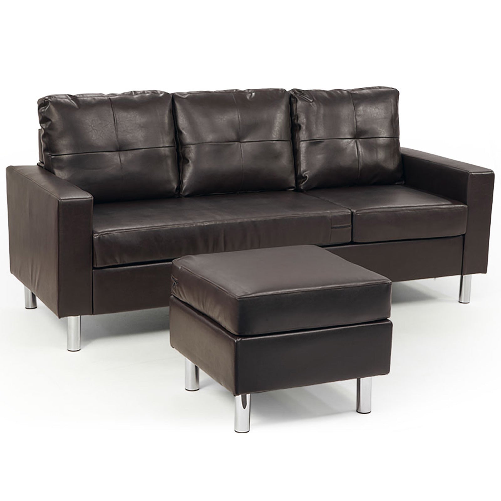 Sarantino Corner Sofa Lounge | Modular | Faux Leather | Brown