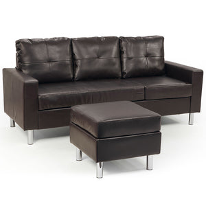 Sarantino Corner Sofa Lounge | Modular | Faux Leather | Brown