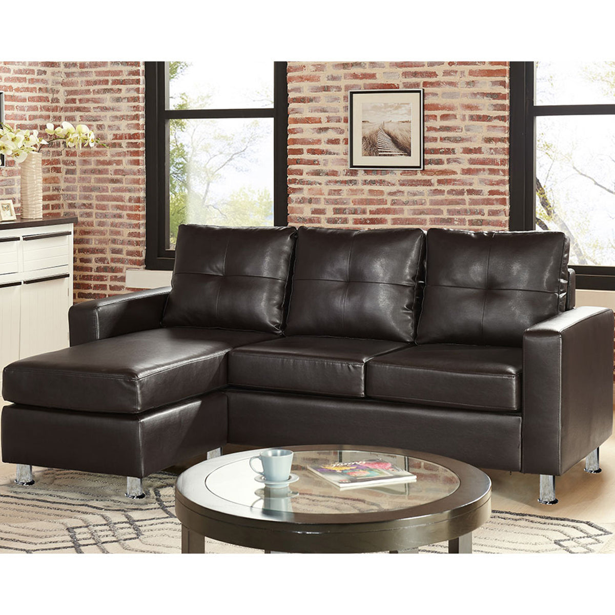 Sarantino Corner Sofa Lounge | Modular | Faux Leather | Brown