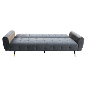 Dark Grey Ava 3-Seater Tufted Velvet Sofa Bed by Sarantino