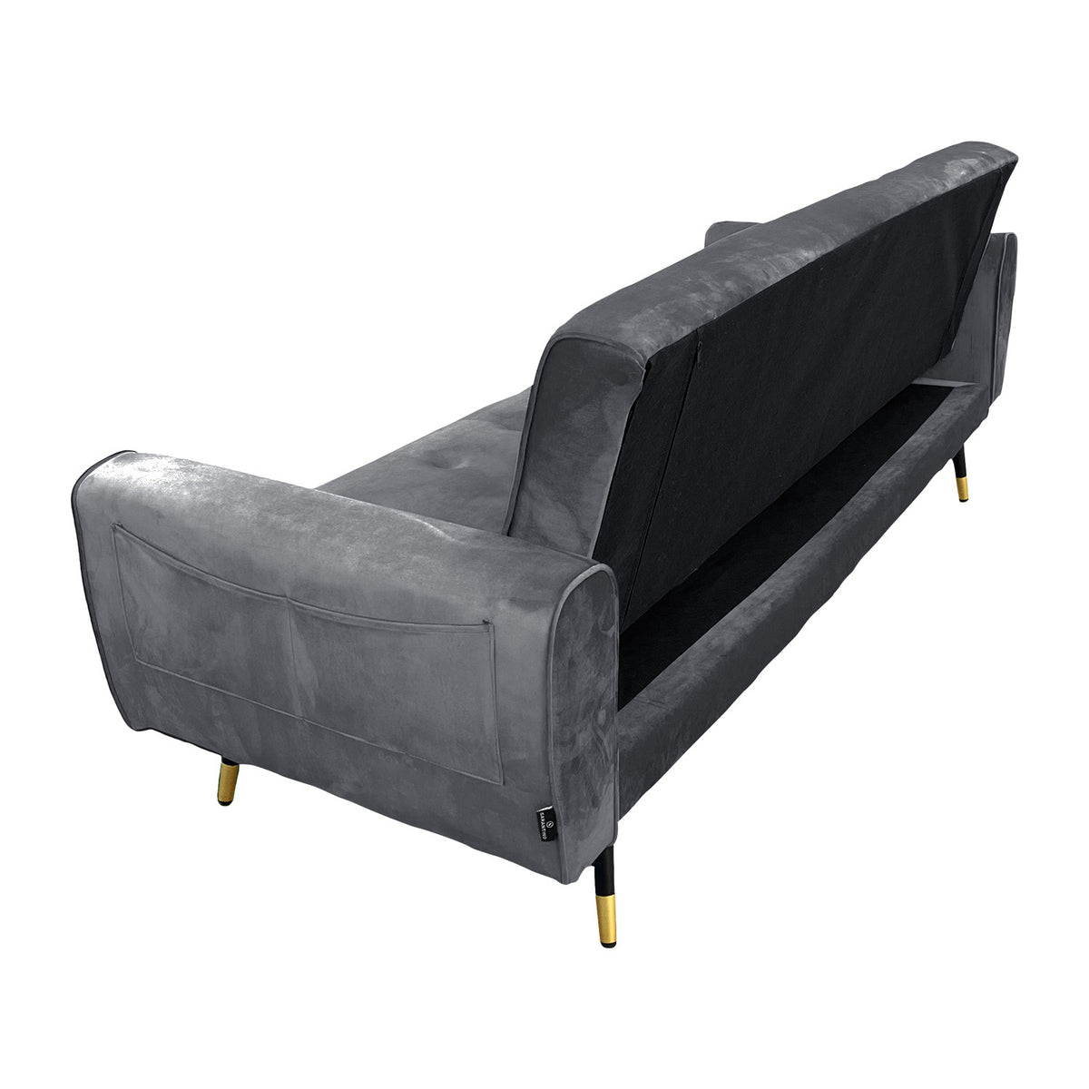 Dark Grey Ava 3-Seater Tufted Velvet Sofa Bed by Sarantino