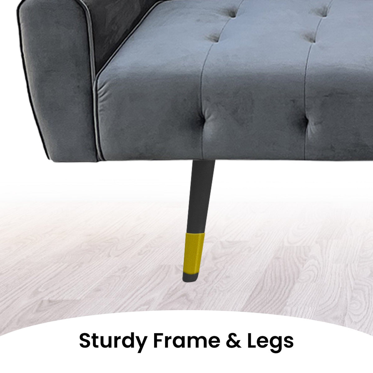 Dark Grey Ava 3-Seater Tufted Velvet Sofa Bed by Sarantino