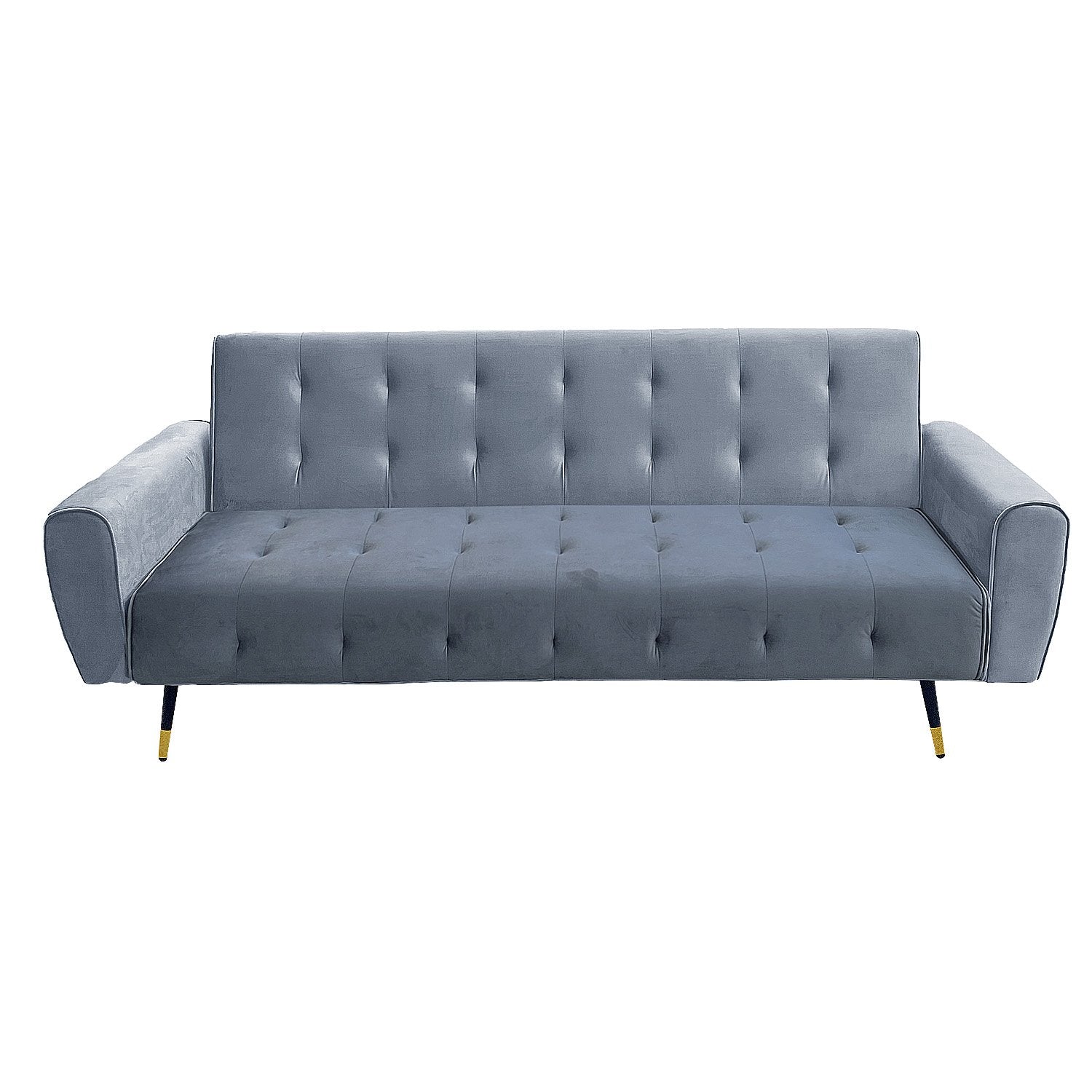Light Grey Tufted 3-Seater Velvet Sofa Bed by Sarantino