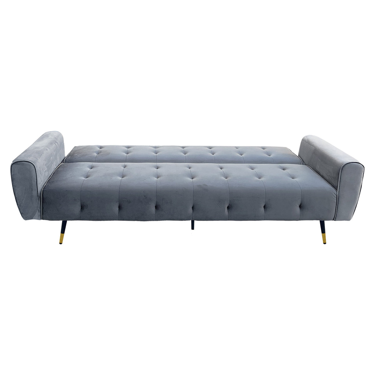 Light Grey Tufted 3-Seater Velvet Sofa Bed by Sarantino