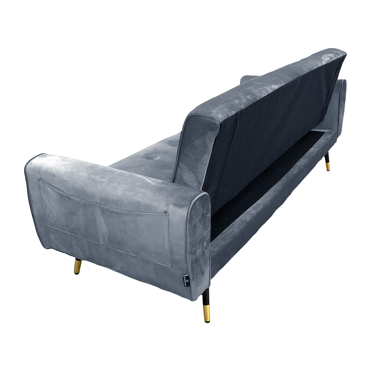 Light Grey Tufted 3-Seater Velvet Sofa Bed by Sarantino