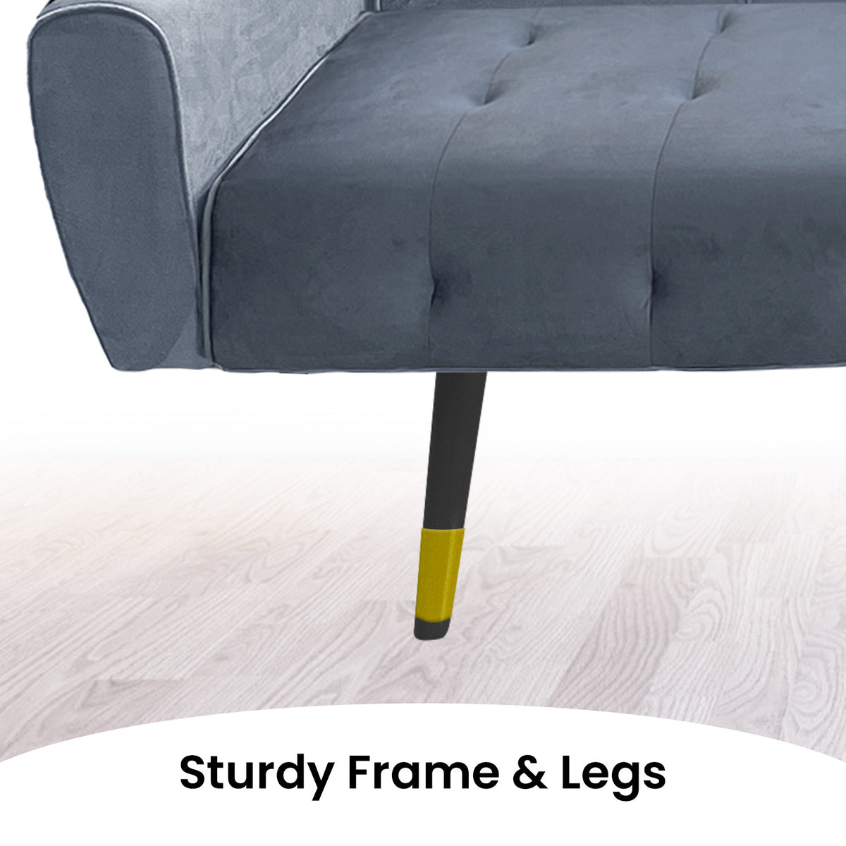 Light Grey Tufted 3-Seater Velvet Sofa Bed by Sarantino