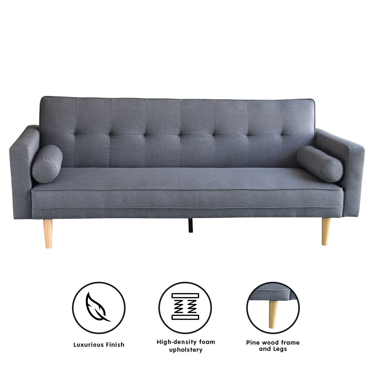 Sarantino Madison Lounge Couch Futon - Dark Grey