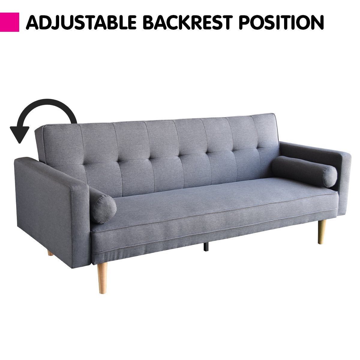 Sarantino Madison Lounge Couch Futon - Dark Grey