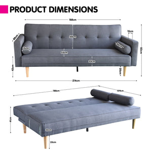 Sarantino Madison Lounge Couch Futon - Dark Grey