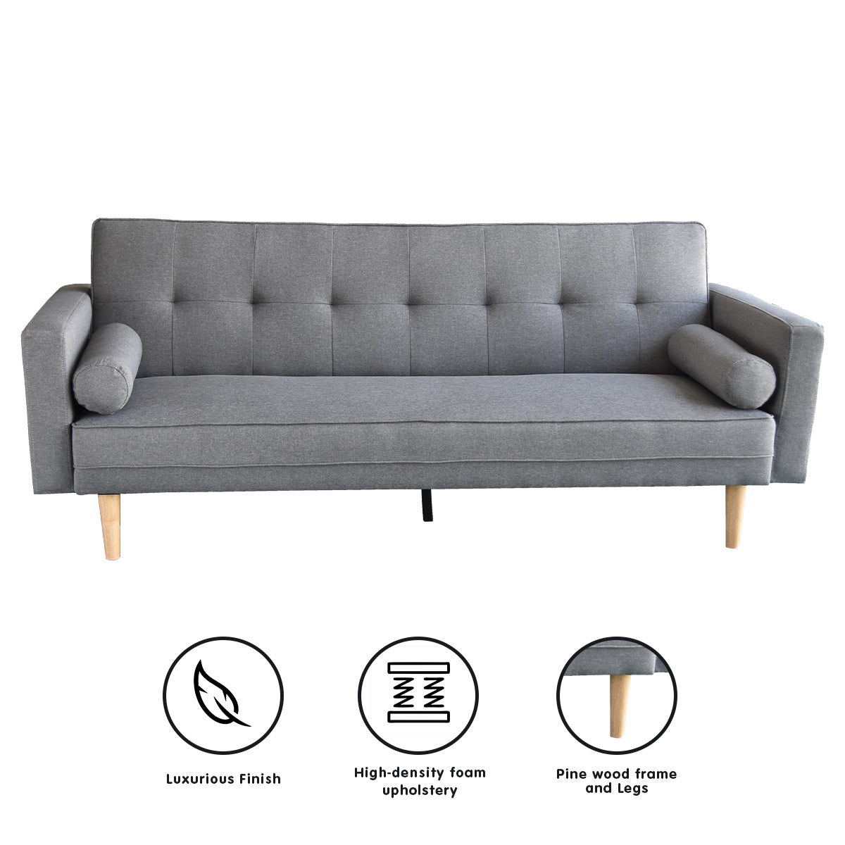 Sarantino Madison Sofa Bed - Light Grey Linen